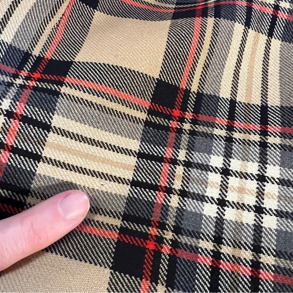 Vintage Tan Tartan Wool Plaid Kilt Midi Skirt with Button Detail Vintage - Picture 8 of 8